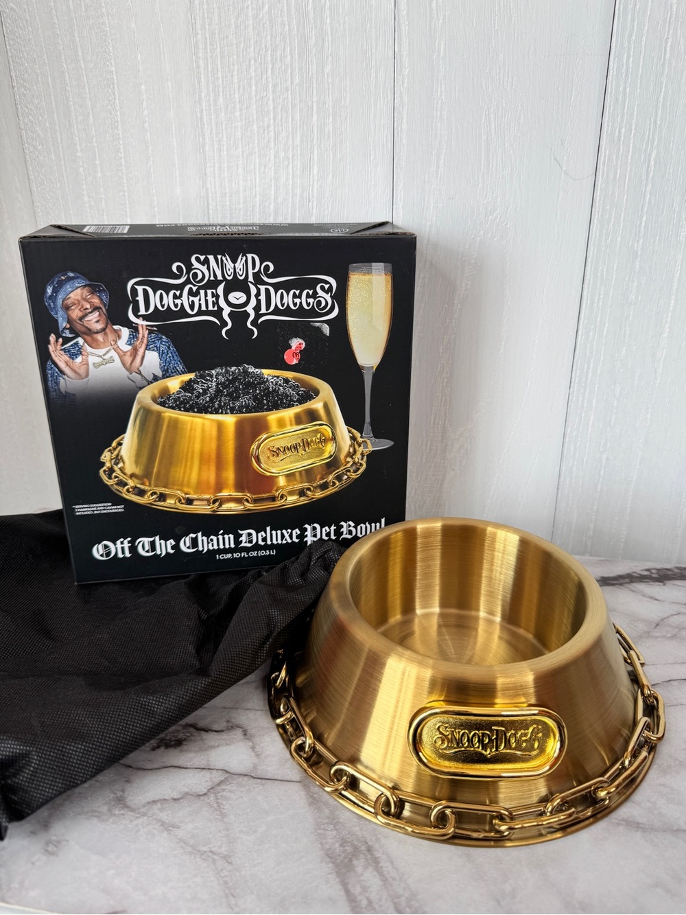 Snoop Doggie Doggs Off the Chain Deluxe Gold Pet Bowl, 1 Cup